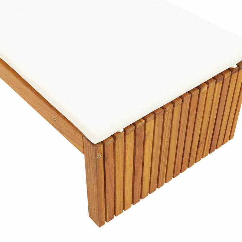 vidaXL Napozó párnával 1-személy Barna 200 x 55 x 94cm Tömör akácfa