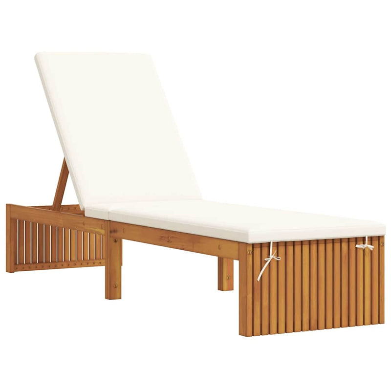 vidaXL Napozó párnával 1-személy Barna 200 x 55 x 94cm Tömör akácfa