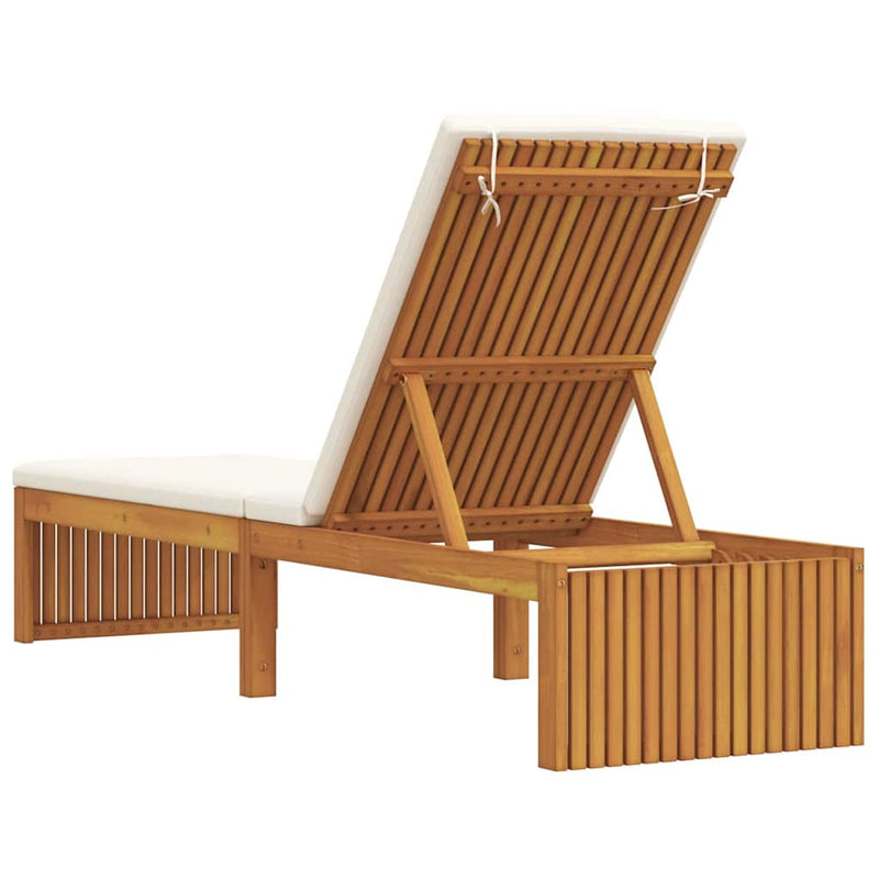 vidaXL Napozó párnával 1-személy Barna 200 x 55 x 94cm Tömör akácfa