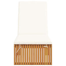 vidaXL Napozó párnával 1-személy Barna 200 x 55 x 94cm Tömör akácfa