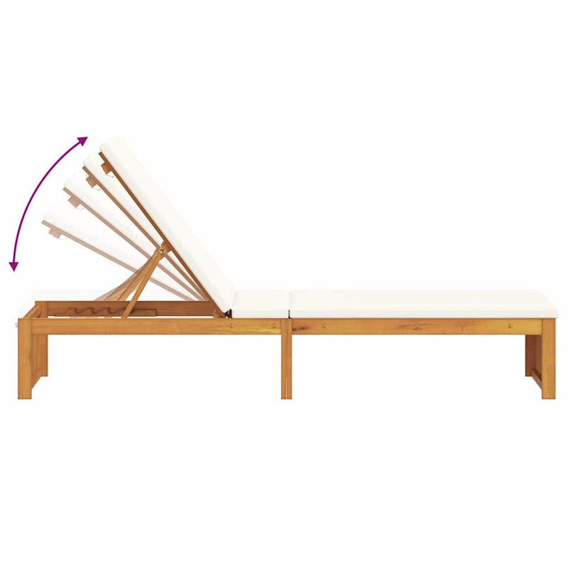 vidaXL Napozó párnával 1-személy Barna 200 x 55 x 94cm Tömör akácfa