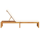 vidaXL Napozó párnával 1-személy Barna 200 x 55 x 94cm Tömör akácfa