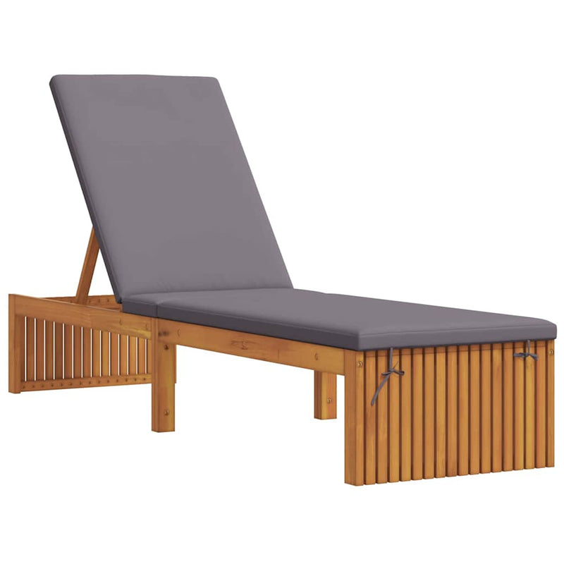 vidaXL Napozó párnával 1-személy Barna 200 x 55 x 94cm Tömör akácfa