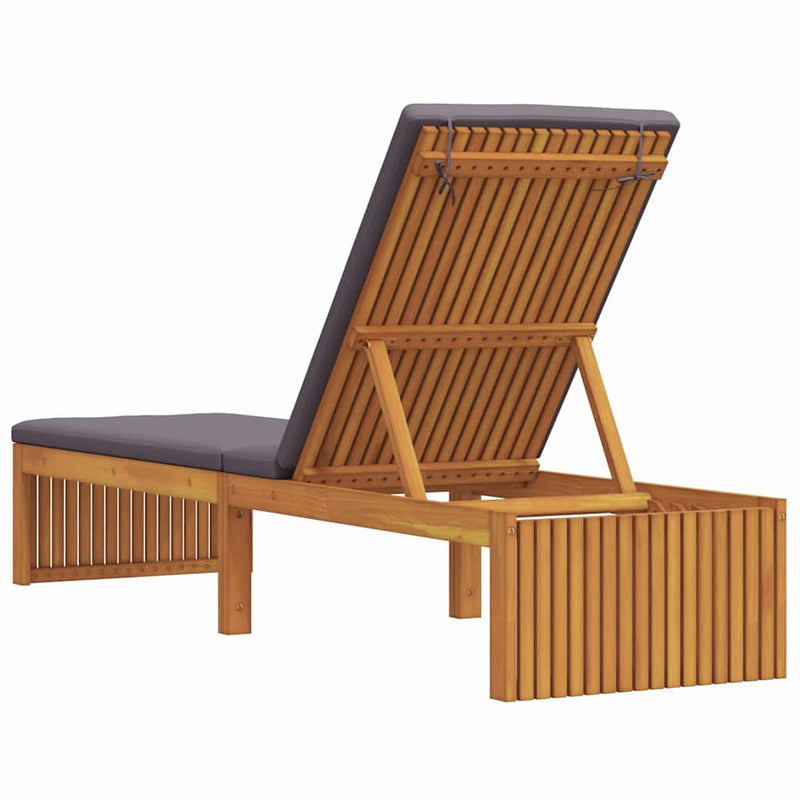 vidaXL Napozó párnával 1-személy Barna 200 x 55 x 94cm Tömör akácfa