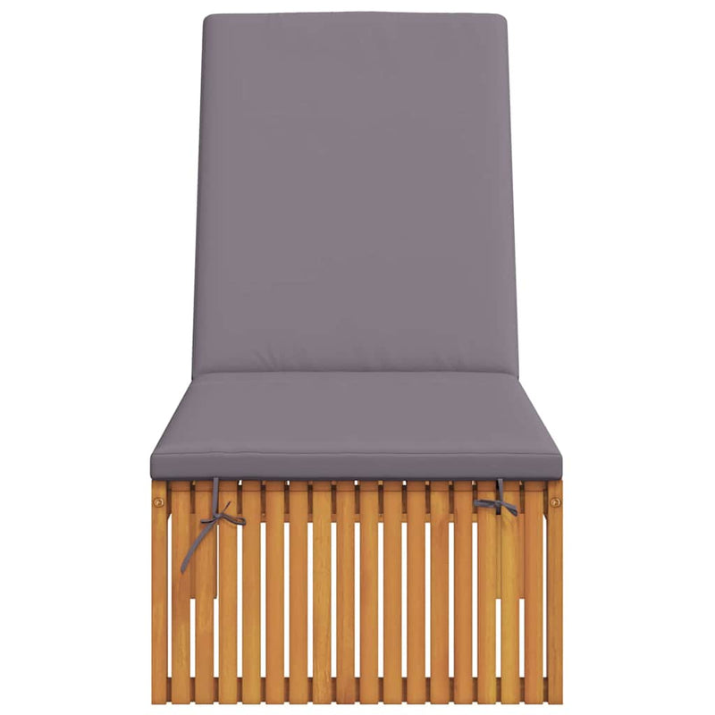 vidaXL Napozó párnával 1-személy Barna 200 x 55 x 94cm Tömör akácfa