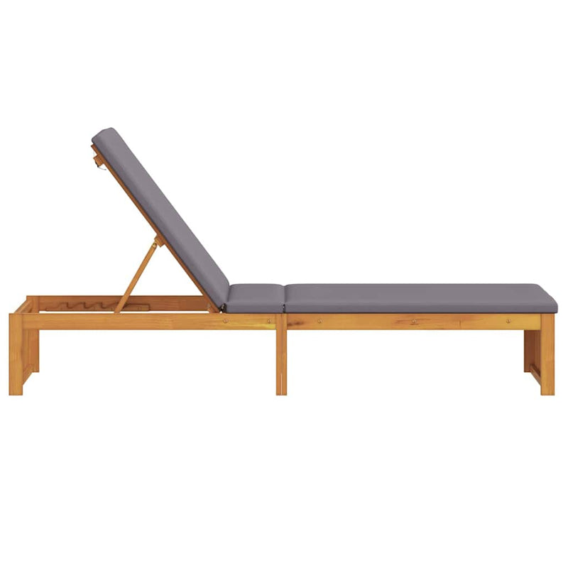 vidaXL Napozó párnával 1-személy Barna 200 x 55 x 94cm Tömör akácfa