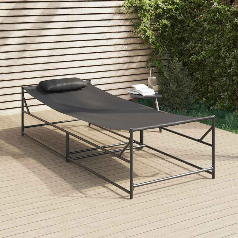vidaXL Napozóágy Antracit 200 x 74 x 73 cm Textilén és acél