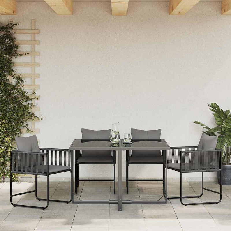 vidaXL Kerti székek 4 pcs Fekete és antracit 50.5 x 53.5 x 63.5 cm