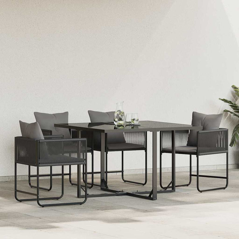 vidaXL Kerti székek 4 pcs Fekete és antracit 50.5 x 53.5 x 63.5 cm