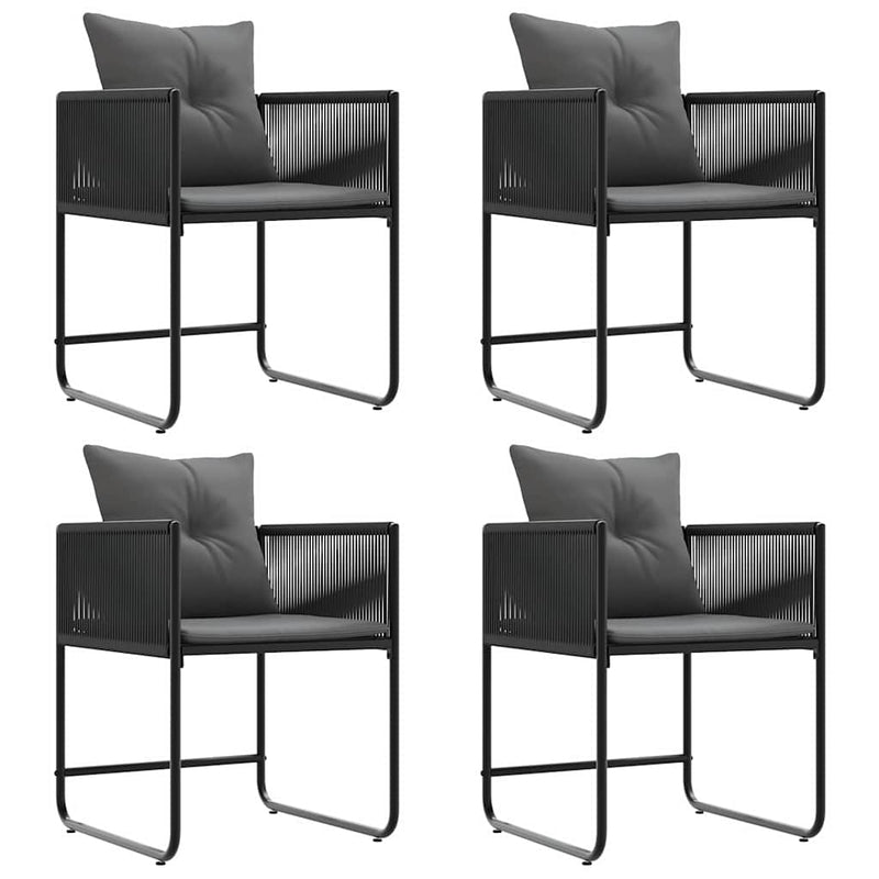vidaXL Kerti székek 4 pcs Fekete és antracit 50.5 x 53.5 x 63.5 cm