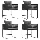 vidaXL Szék párnával 4 pcs Fekete és Antracit PE Rattan