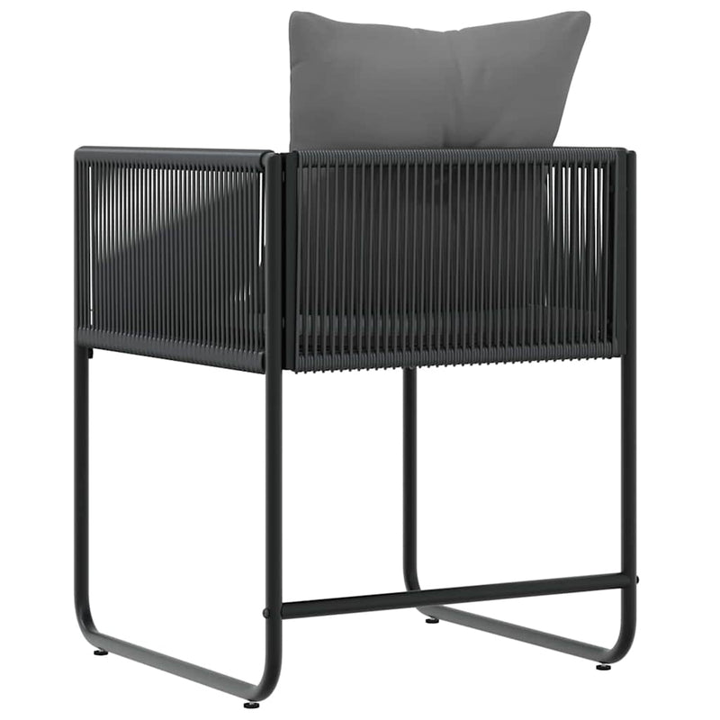 vidaXL Kerti székek 4 pcs Fekete és antracit 50.5 x 53.5 x 63.5 cm