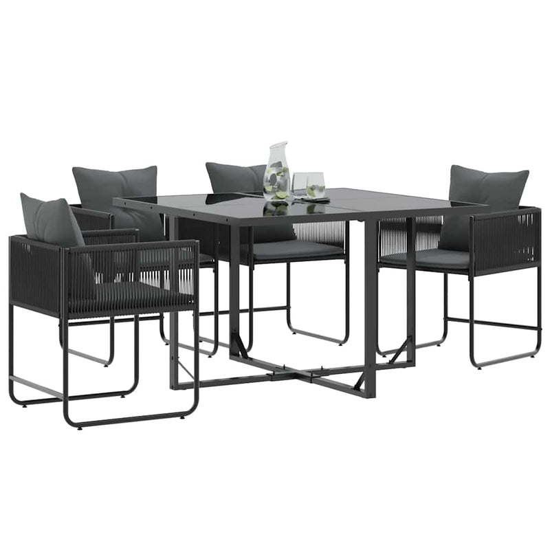 vidaXL Kerti székek 4 pcs Fekete és antracit 50.5 x 53.5 x 63.5 cm