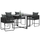 vidaXL Szék párnával 4 pcs Fekete és Antracit PE Rattan