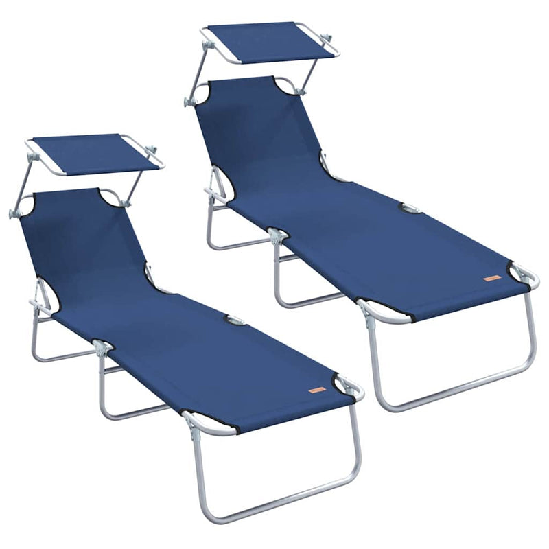 vidaXL Napozó 2-személy 2 pcs Kék 58 x 188 x 77cm szövet