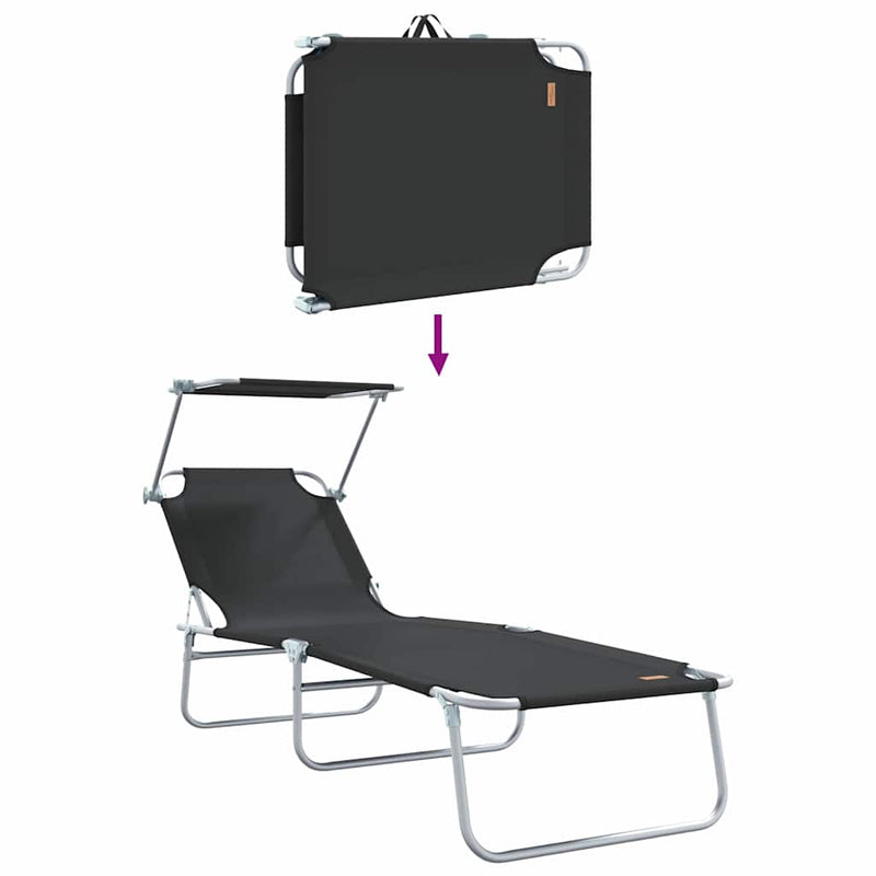 vidaXL Napozó 2-személy 2 pcs Fekete 58 x 188 x 77cm szövet