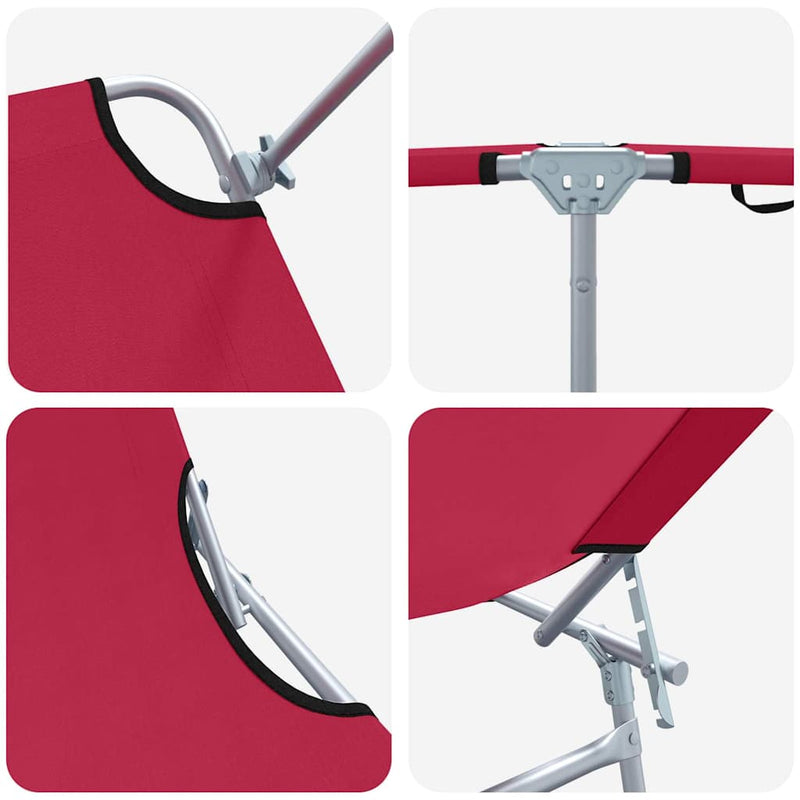 vidaXL Napozó 2-személy 2 pcs Piros 58 x 188 x 77cm szövet
