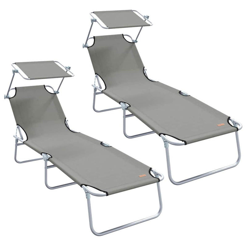 vidaXL Napozó 2-személy 2 pcs Szürke 58 x 188 x 77cm szövet
