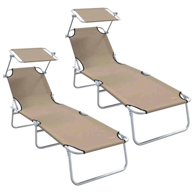 vidaXL Napozó 2-személy 2 pcs Tópszínű 58 x 188 x 77cm szövet