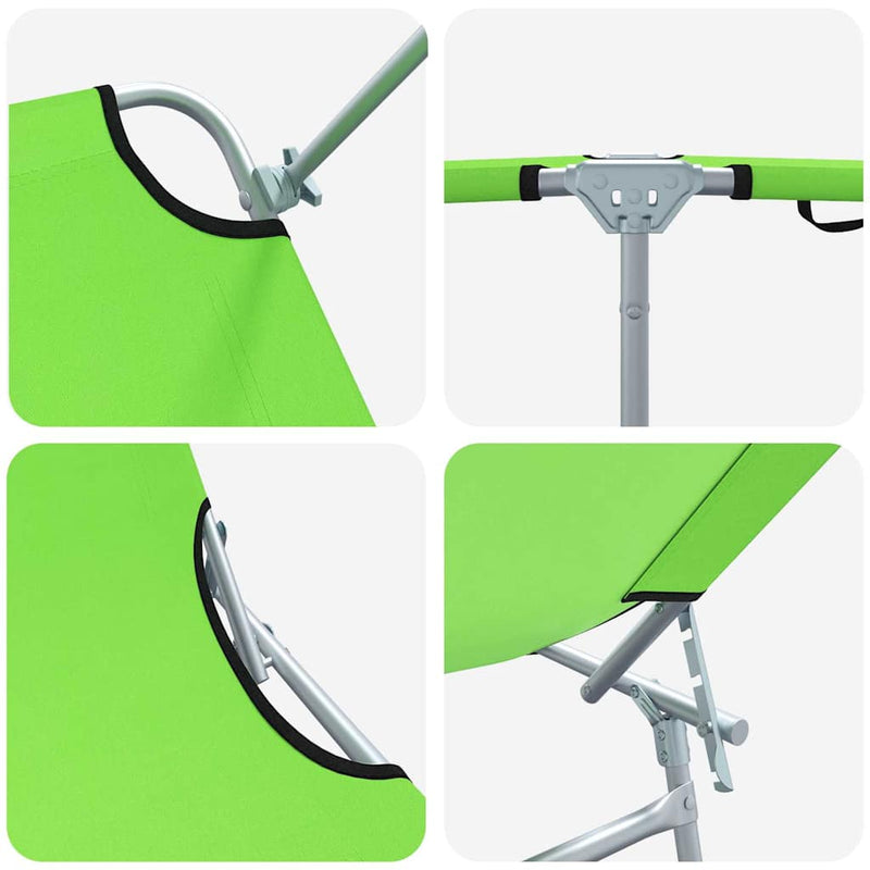 vidaXL Napozó 2-személy 2 pcs Zöld 58 x 188 x 77cm szövet