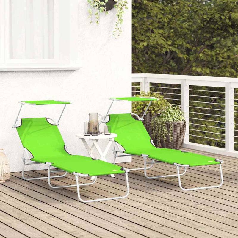 vidaXL Napozó 2-személy 2 pcs Zöld 58 x 188 x 77cm szövet
