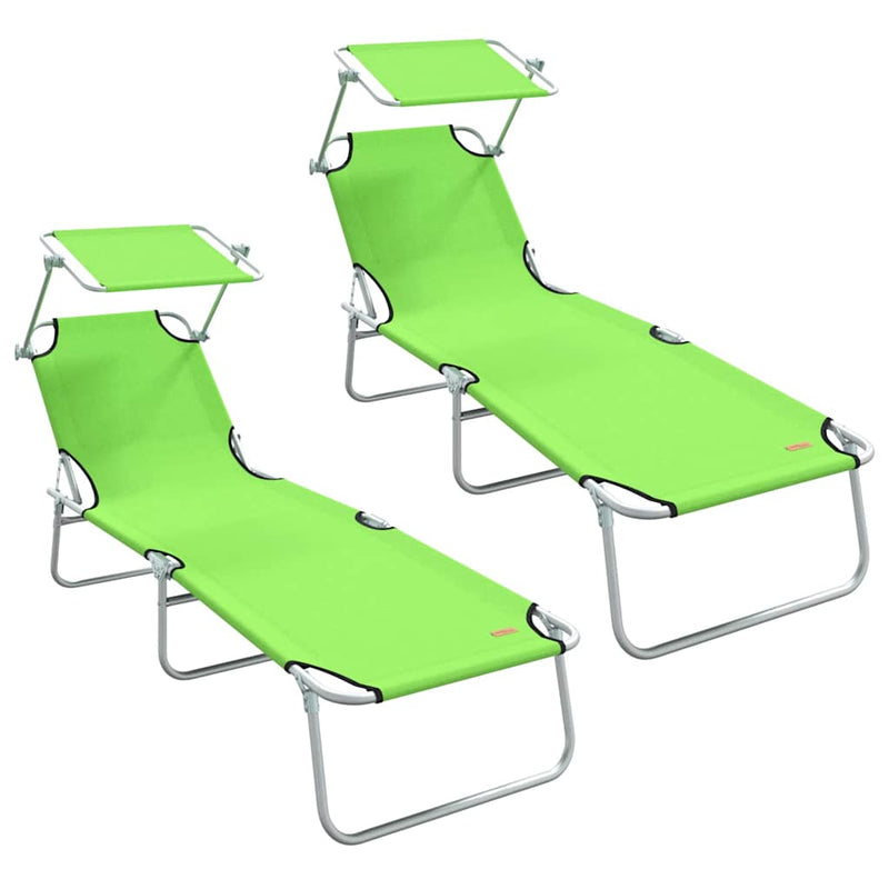 vidaXL Napozó 2-személy 2 pcs Zöld 58 x 188 x 77cm szövet