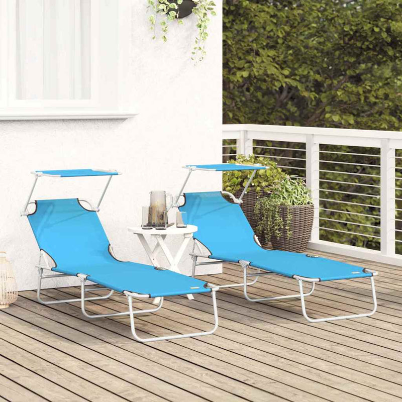 vidaXL Napozó 2-személy 2 pcs Kék 58 x 188 x 77cm szövet