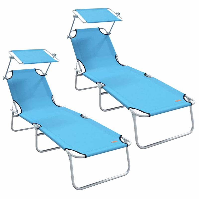 vidaXL Napozó 2-személy 2 pcs Kék 58 x 188 x 77cm szövet