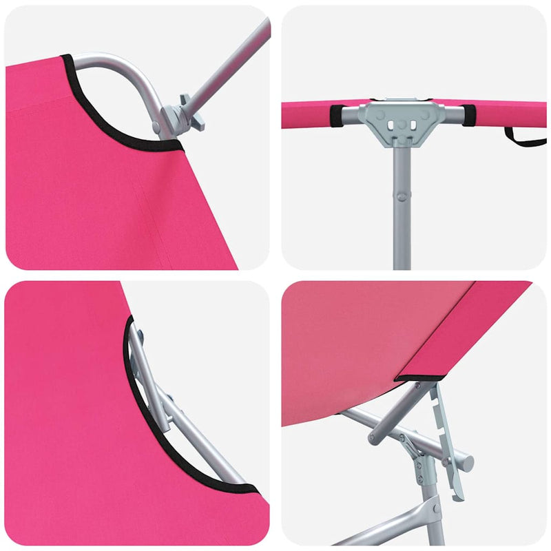 vidaXL Napozó 2-személy 2 pcs Rózsaszín 58 x 188 x 77cm szövet