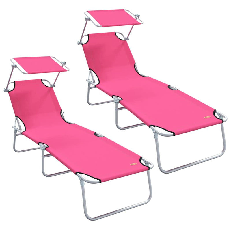 vidaXL Napozó 2-személy 2 pcs Rózsaszín 58 x 188 x 77cm szövet