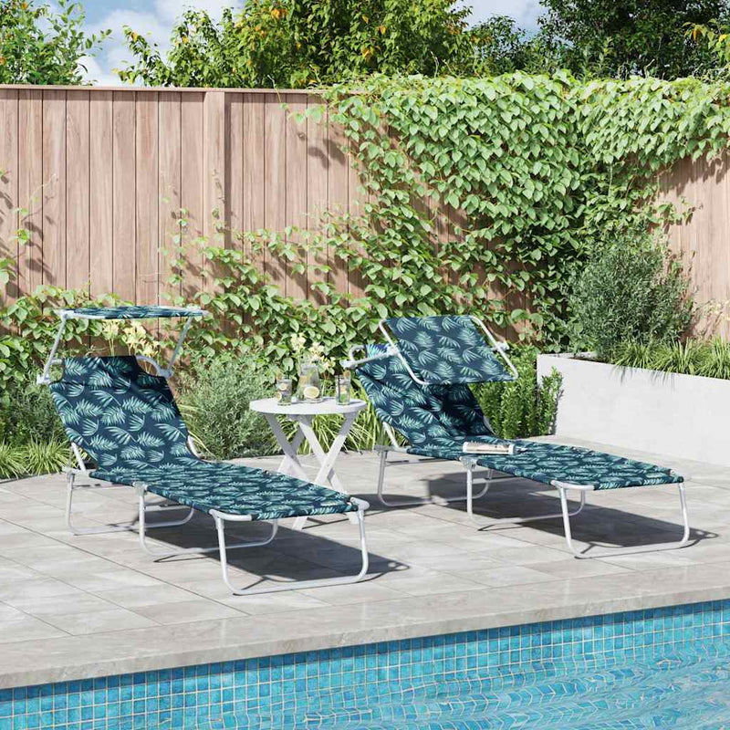 vidaXL Napozó 2-személy 2 pcs Zöld 58 x 188 x 77cm szövet