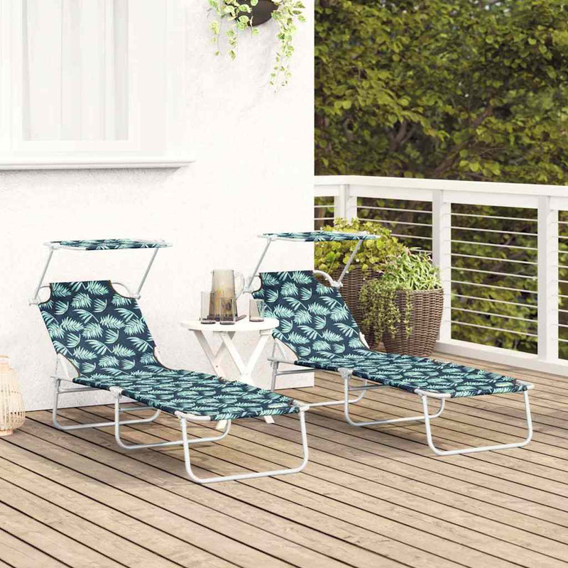 vidaXL Napozó 2-személy 2 pcs Zöld 58 x 188 x 77cm szövet