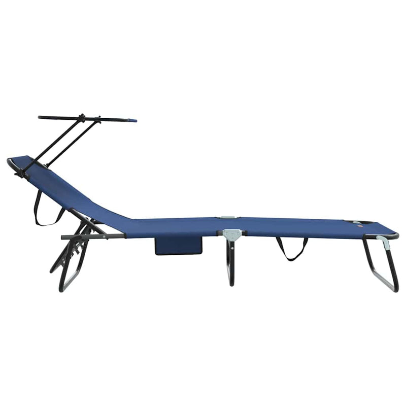 vidaXL Összecsukható nyugágy párnával Kék 56 x 190 x 81cm szövet