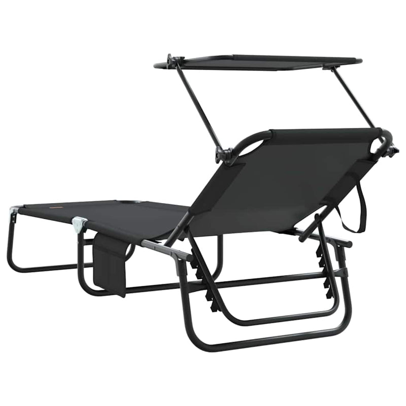 vidaXL Összecsukható nyugágy párnával Fekete 56 x 190 x 81cm szövet