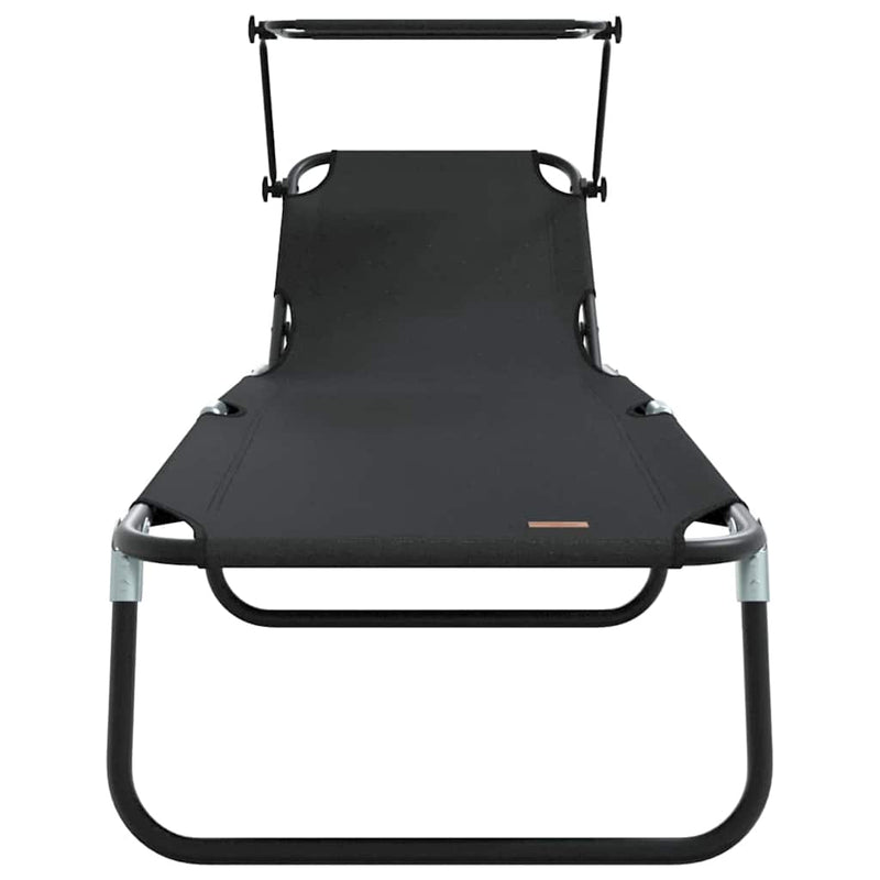 vidaXL Összecsukható nyugágy párnával Fekete 56 x 190 x 81cm szövet
