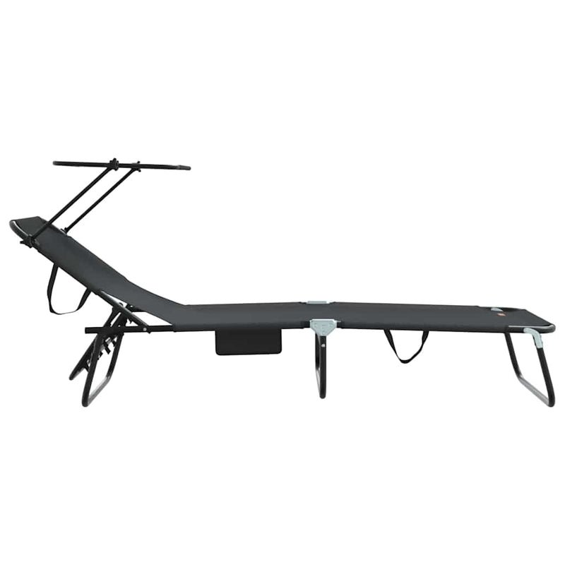 vidaXL Összecsukható nyugágy párnával Fekete 56 x 190 x 81cm szövet