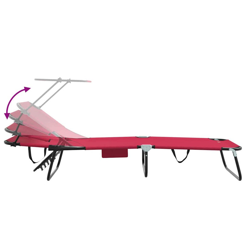 vidaXL Összecsukható nyugágy párnával Piros 56 x 190 x 81cm szövet