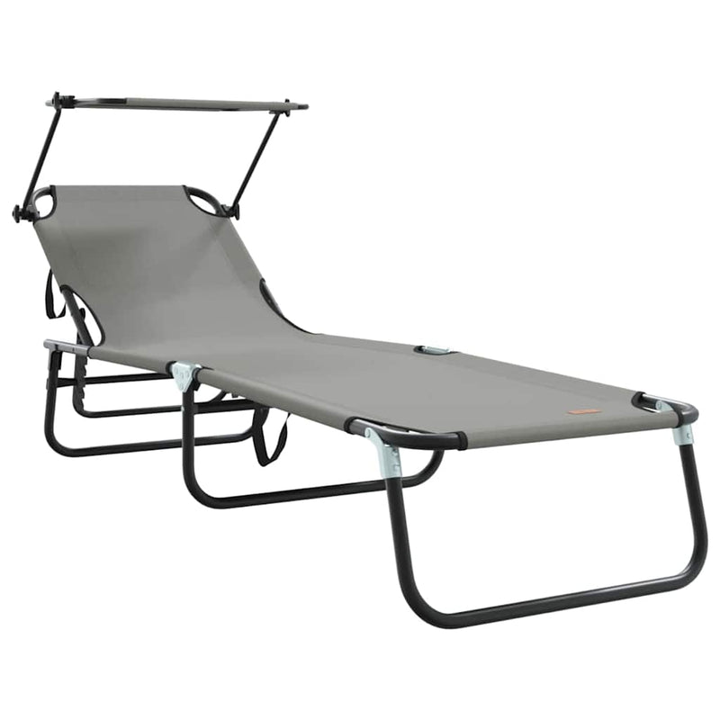 vidaXL Összecsukható nyugágy párnával Szürke 56 x 190 x 81cm szövet