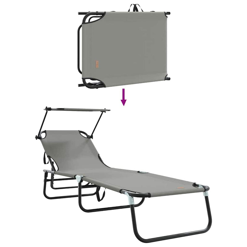 vidaXL Összecsukható nyugágy párnával Szürke 56 x 190 x 81cm szövet