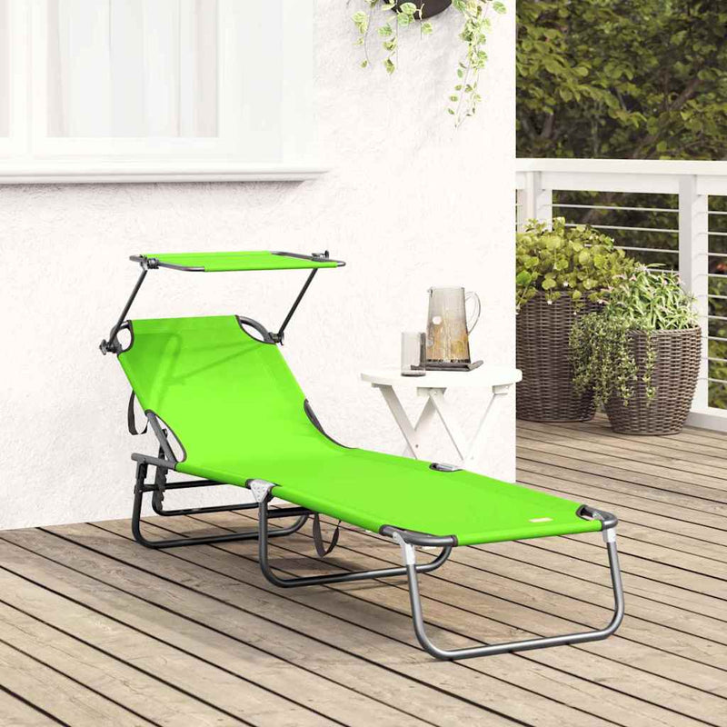 vidaXL Összecsukható nyugágy párnával Zöld 56 x 190 x 81cm szövet