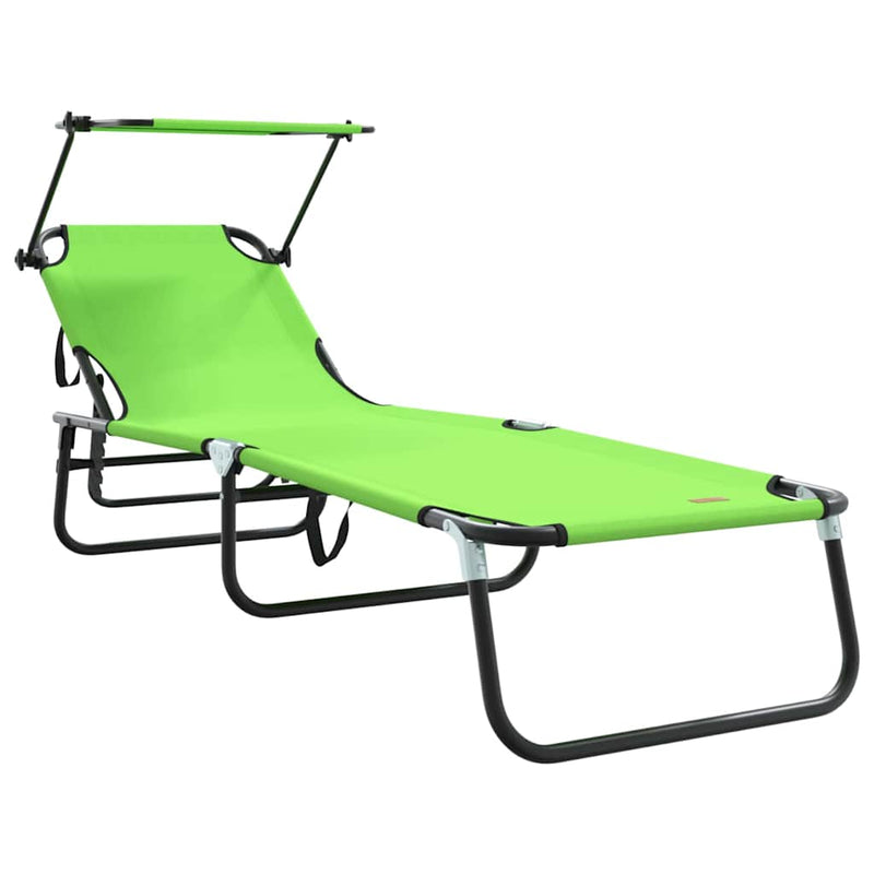 vidaXL Összecsukható nyugágy párnával Zöld 56 x 190 x 81cm szövet