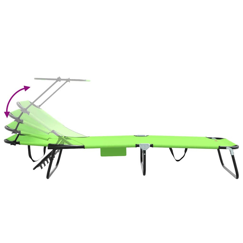 vidaXL Összecsukható nyugágy párnával Zöld 56 x 190 x 81cm szövet