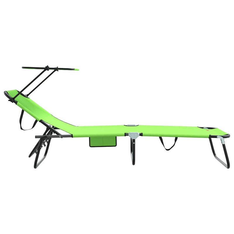 vidaXL Összecsukható nyugágy párnával Zöld 56 x 190 x 81cm szövet