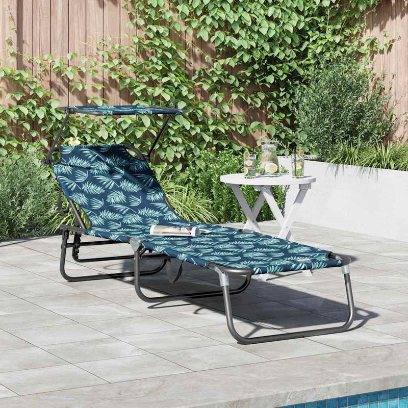 vidaXL Összecsukható nyugágy párnával Zöld 56 x 190 x 81cm szövet