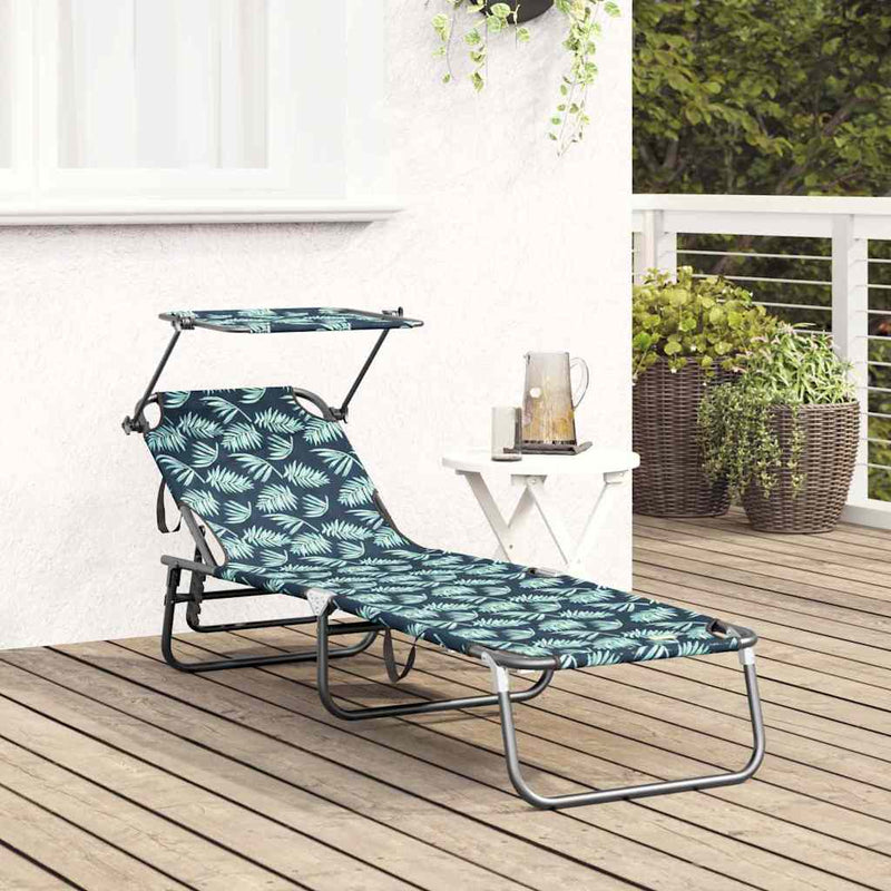 vidaXL Összecsukható nyugágy párnával Zöld 56 x 190 x 81cm szövet