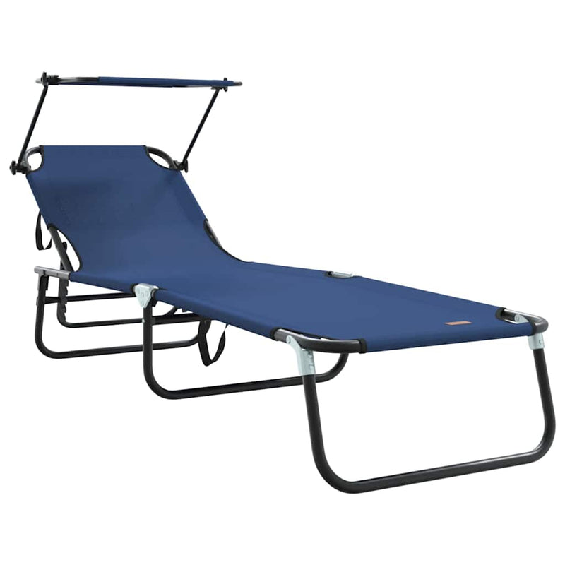 vidaXL Összecsukható nyugágy párnával 2 pcs Kék 56 x 190 x 81cm szövet