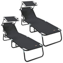 vidaXL Összecsukható nyugágy 2 pcs Fekete 56 x 190 x 81cm szövet