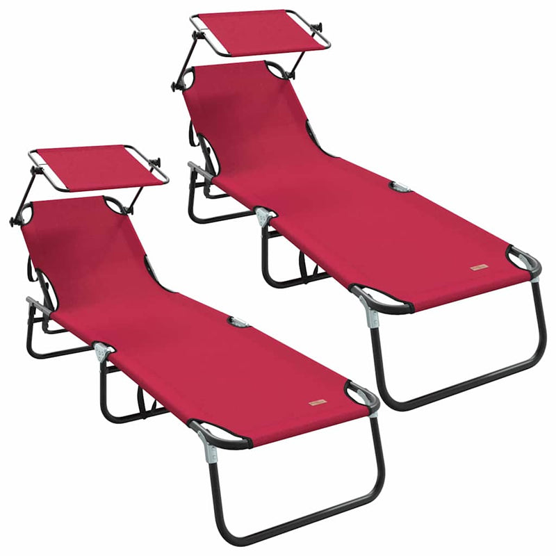 vidaXL Összecsukható nyugágy 2 pcs Piros 56 x 190 x 81cm szövet