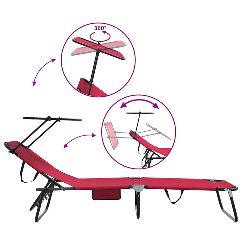vidaXL Összecsukható nyugágy 2 pcs Piros 56 x 190 x 81cm szövet