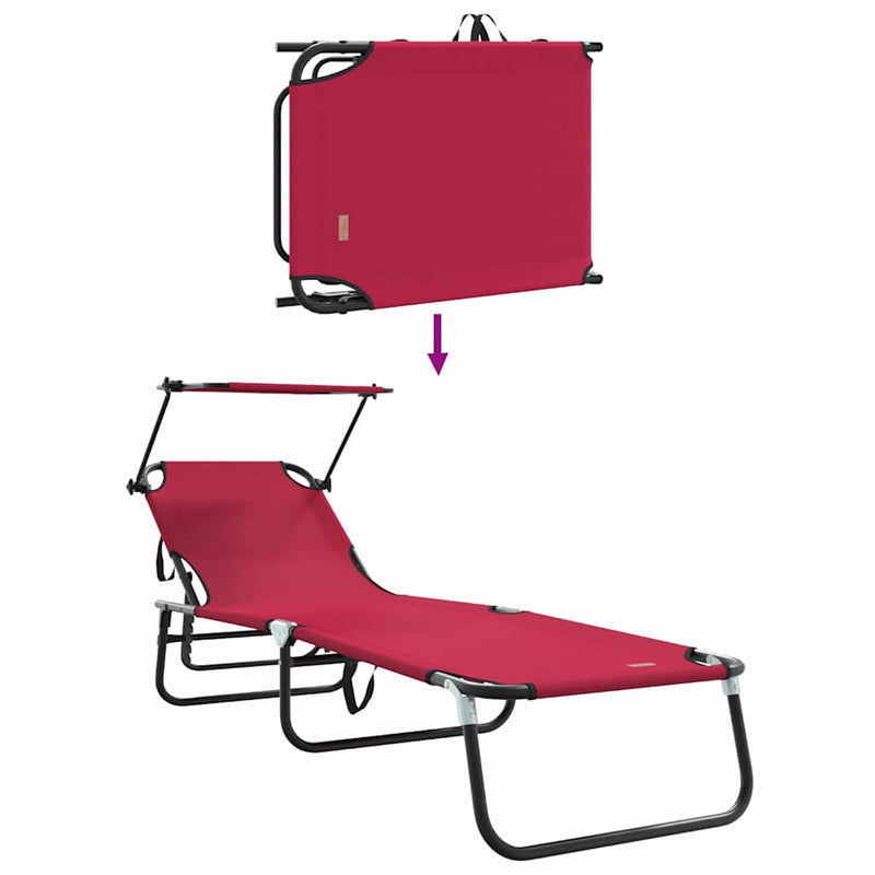 vidaXL Összecsukható nyugágy 2 pcs Piros 56 x 190 x 81cm szövet
